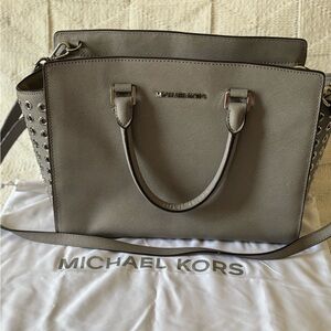 Michael Kors Grey Studded Tote comes with dust bag